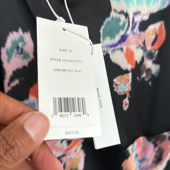 Vince Printed Satin Black Floral Slip Dress NWT - Picture 10 of 13